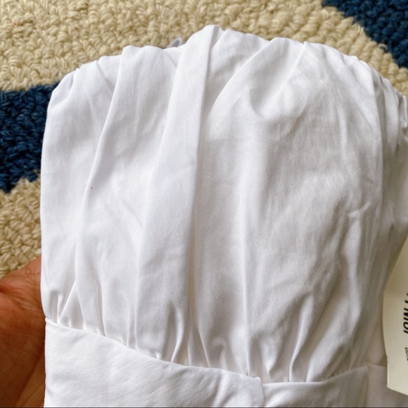 🐚 ZARA WHITE COTTON BLEND STRAPLESS CROP TOP! - Picture 7 of 9